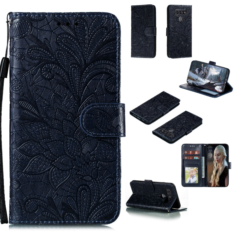 For LG K51S Lace Flower Horizontal Flip Leather Case with Holder & Card Slots & Wallet & Photo Frame