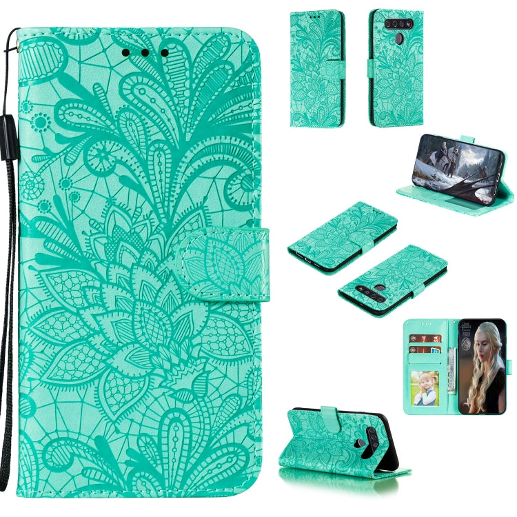 For LG K41S Lace Flower Horizontal Flip Leather Case with Holder & Card Slots & Wallet & Photo Frame