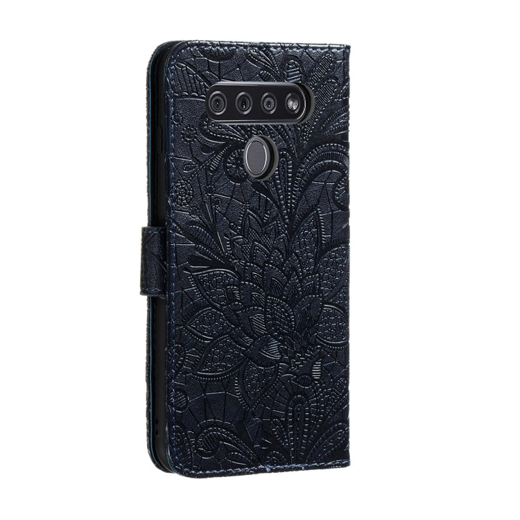 For LG K41S Lace Flower Horizontal Flip Leather Case with Holder & Card Slots & Wallet & Photo Frame