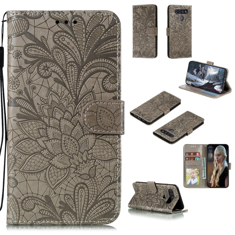 For LG K41S Lace Flower Horizontal Flip Leather Case with Holder & Card Slots & Wallet & Photo Frame