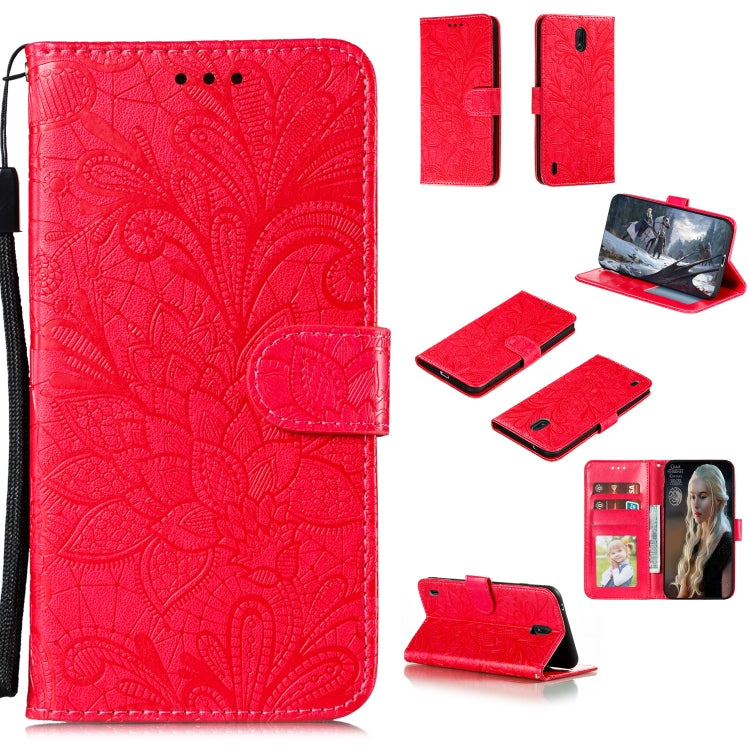 For Nokia C1 Lace Flower Horizontal Flip Leather Case with Holder & Card Slots & Wallet & Photo Frame