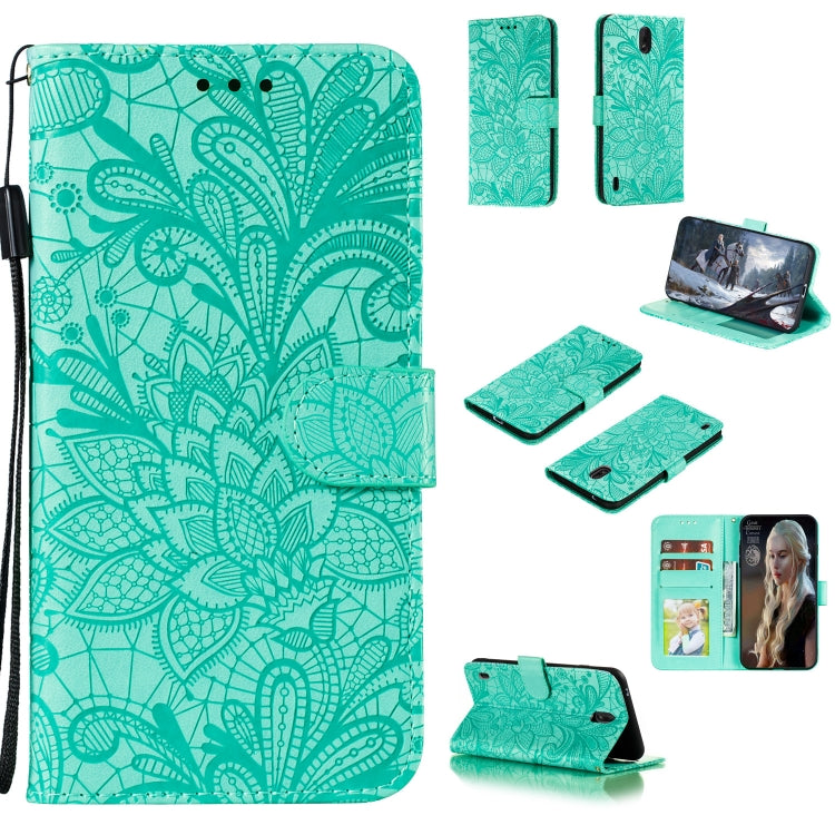 For Nokia C1 Lace Flower Horizontal Flip Leather Case with Holder & Card Slots & Wallet & Photo Frame