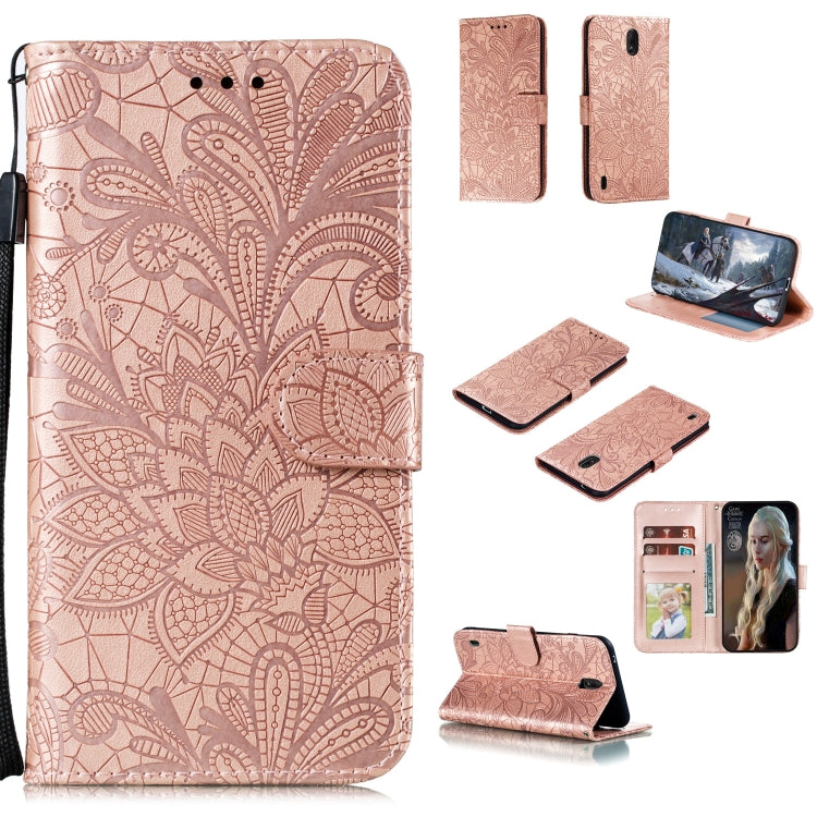 For Nokia C1 Lace Flower Horizontal Flip Leather Case with Holder & Card Slots & Wallet & Photo Frame