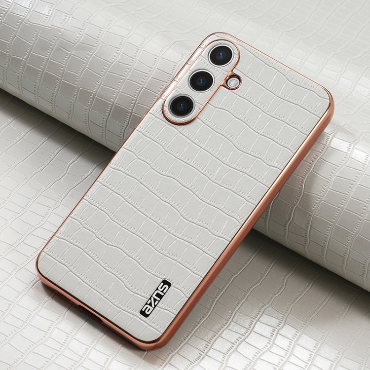 For Samsung Galaxy S25+ 5G AZNS Electroplated Frame Crocodile Texture Full Coverage Phone Case