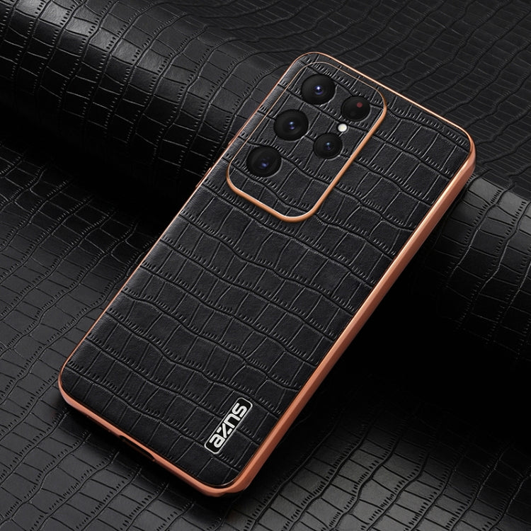 For Samsung Galaxy S25 Ultra 5G AZNS Electroplated Frame Crocodile Texture Full Coverage Phone Case