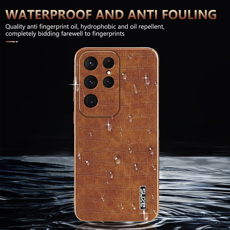 For Samsung Galaxy S25 Ultra 5G AZNS Electroplated Frame Crocodile Texture Full Coverage Phone Case
