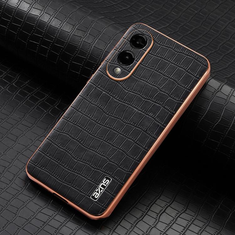For Samsung Galaxy S25 Edge 5G AZNS Electroplated Frame Crocodile Texture Full Coverage Phone Case