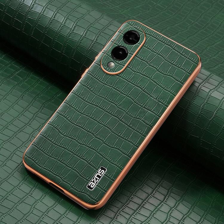 For Samsung Galaxy S25 Edge 5G AZNS Electroplated Frame Crocodile Texture Full Coverage Phone Case