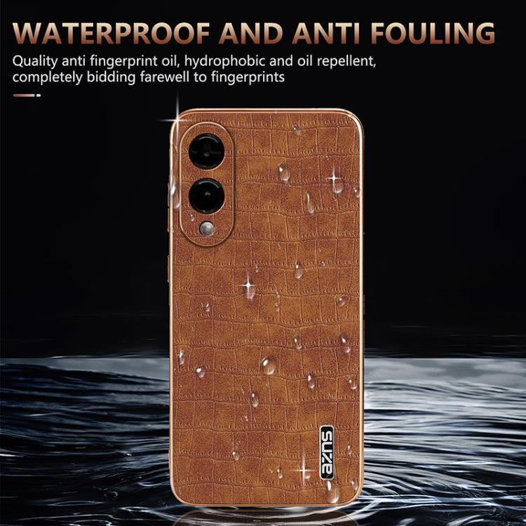 For Samsung Galaxy S25 Edge 5G AZNS Electroplated Frame Crocodile Texture Full Coverage Phone Case
