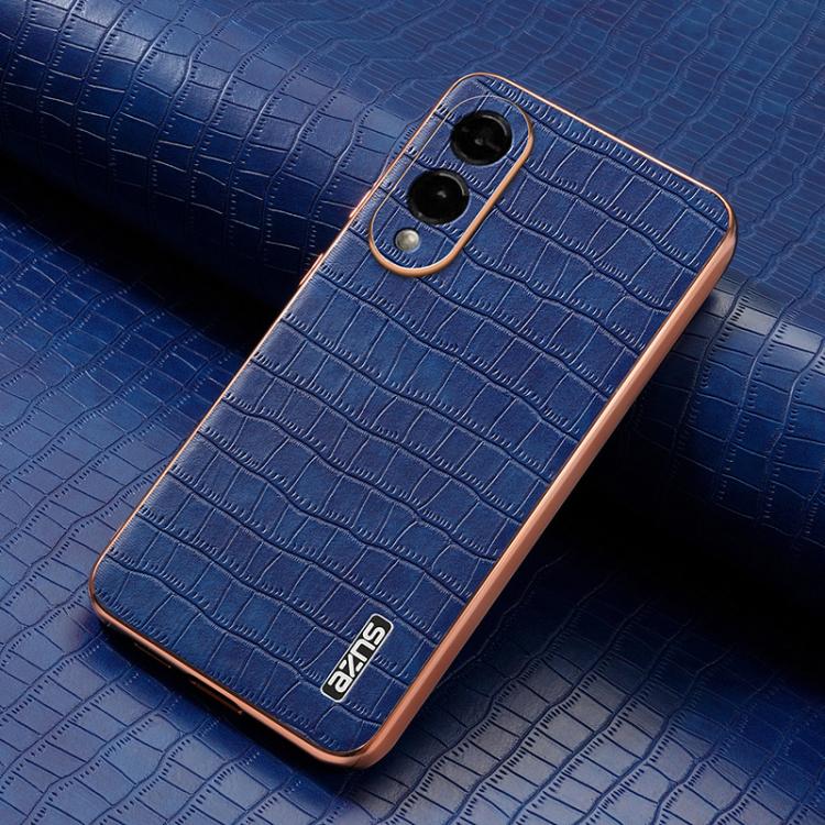 For Samsung Galaxy S25 Edge 5G AZNS Electroplated Frame Crocodile Texture Full Coverage Phone Case