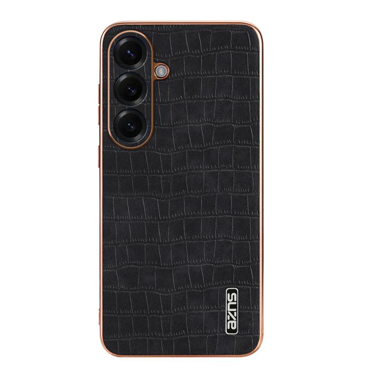 For Samsung Galaxy S26 5G AZNS Electroplated Frame Crocodile Texture Full Coverage Phone Case