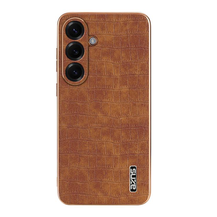 For Samsung Galaxy S26 5G AZNS Electroplated Frame Crocodile Texture Full Coverage Phone Case