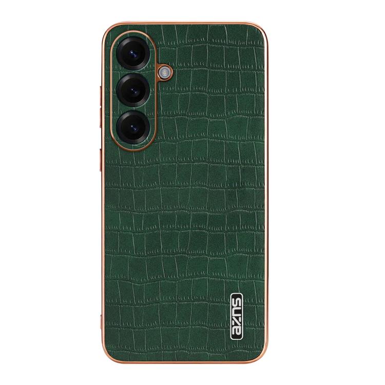For Samsung Galaxy S26 5G AZNS Electroplated Frame Crocodile Texture Full Coverage Phone Case