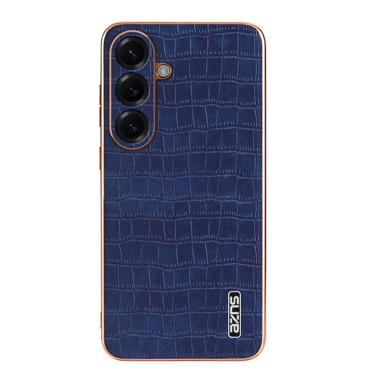 For Samsung Galaxy S26 5G AZNS Electroplated Frame Crocodile Texture Full Coverage Phone Case