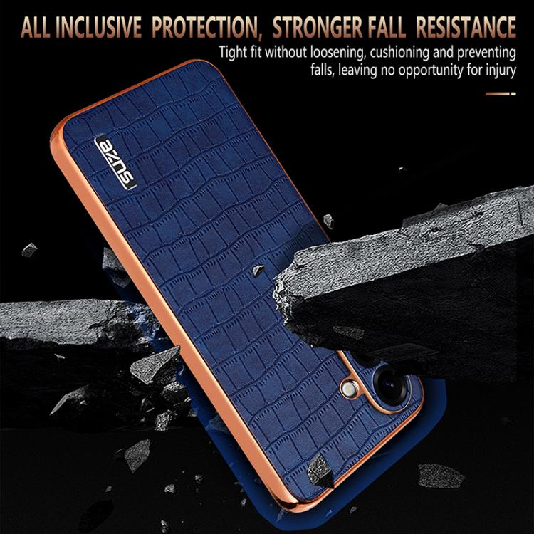 For Samsung Galaxy S26 5G AZNS Electroplated Frame Crocodile Texture Full Coverage Phone Case