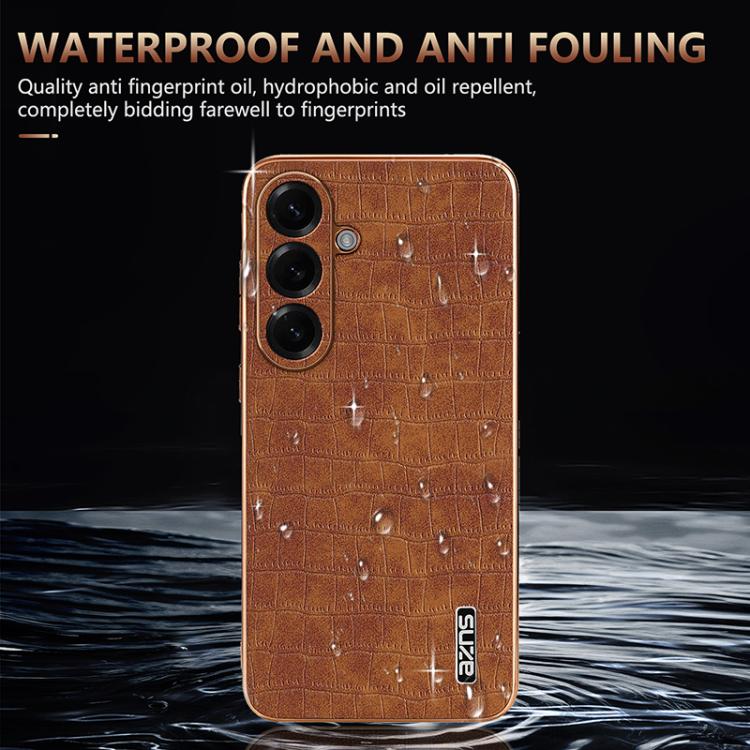 For Samsung Galaxy S26 5G AZNS Electroplated Frame Crocodile Texture Full Coverage Phone Case