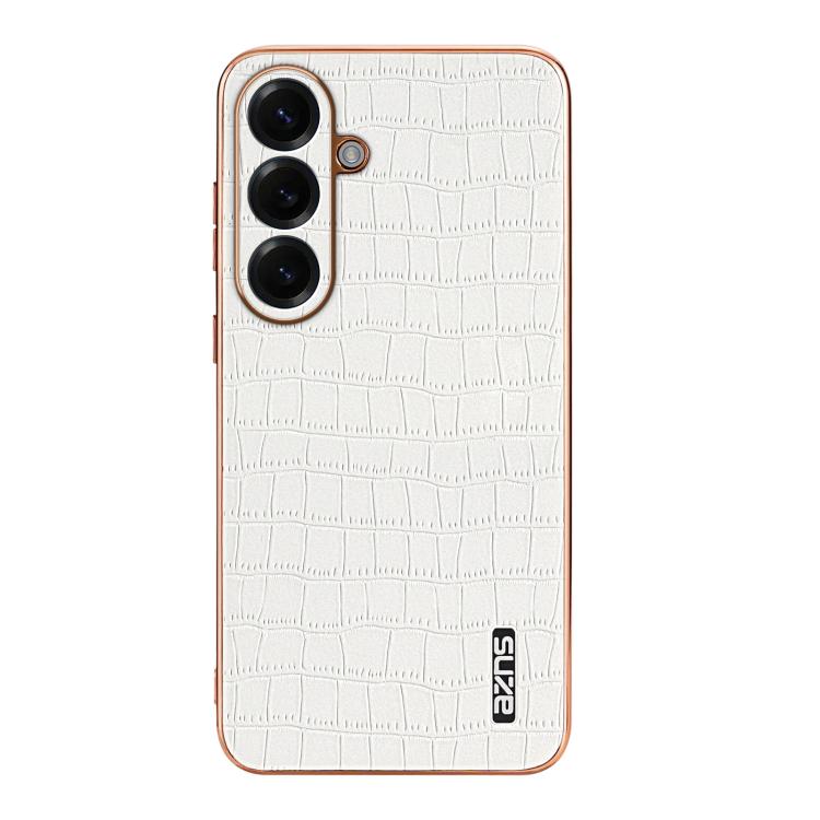 For Samsung Galaxy S26 5G AZNS Electroplated Frame Crocodile Texture Full Coverage Phone Case