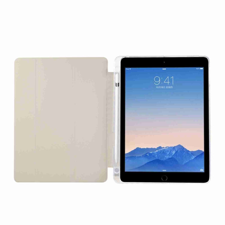 For iPad Air / Air 2 / 9.7 2017 / 2018 Carbon Fiber Clear Acrylic 3-Fold Leather Tablet Case