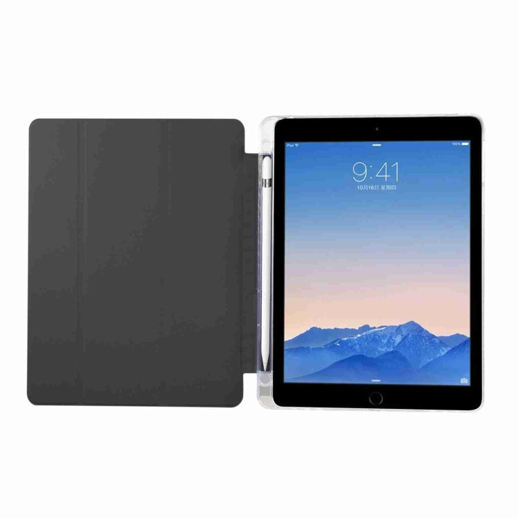 For iPad Air / Air 2 / 9.7 2017 / 2018 Carbon Fiber Clear Acrylic 3-Fold Leather Tablet Case