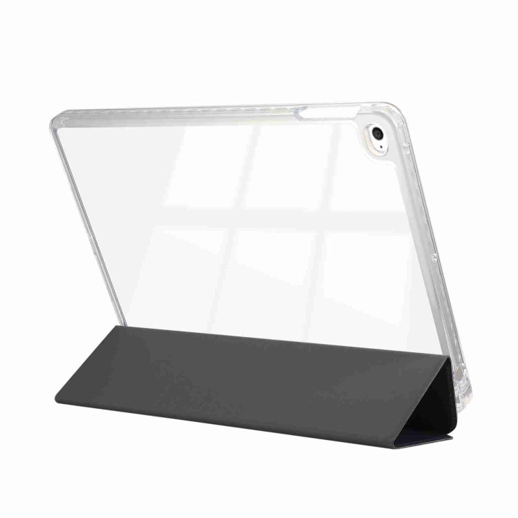 For iPad Air / Air 2 / 9.7 2017 / 2018 Carbon Fiber Clear Acrylic 3-Fold Leather Tablet Case