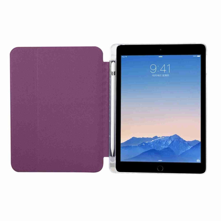 For iPad Air / Air 2 / 9.7 2017 / 2018 Carbon Fiber Clear Acrylic 3-Fold Leather Tablet Case