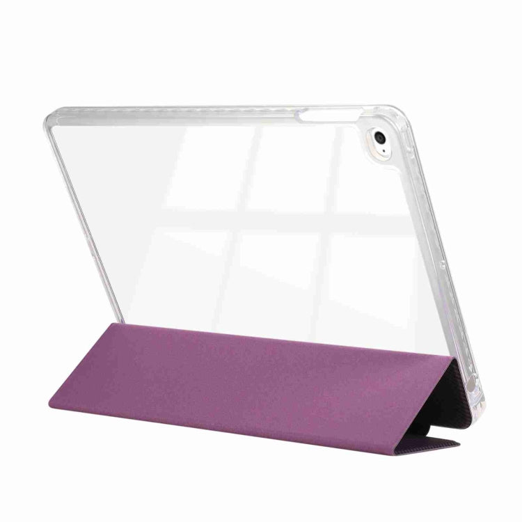 For iPad Air / Air 2 / 9.7 2017 / 2018 Carbon Fiber Clear Acrylic 3-Fold Leather Tablet Case