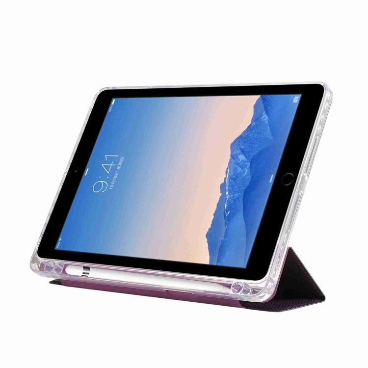 For iPad Air / Air 2 / 9.7 2017 / 2018 Carbon Fiber Clear Acrylic 3-Fold Leather Tablet Case