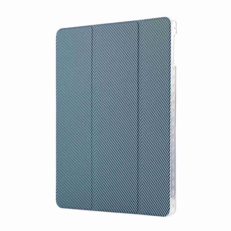 For iPad Air / Air 2 / 9.7 2017 / 2018 Carbon Fiber Clear Acrylic 3-Fold Leather Tablet Case