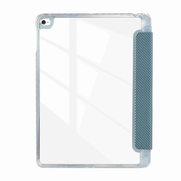 For iPad Air / Air 2 / 9.7 2017 / 2018 Carbon Fiber Clear Acrylic 3-Fold Leather Tablet Case