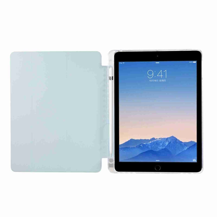 For iPad Air / Air 2 / 9.7 2017 / 2018 Carbon Fiber Clear Acrylic 3-Fold Leather Tablet Case
