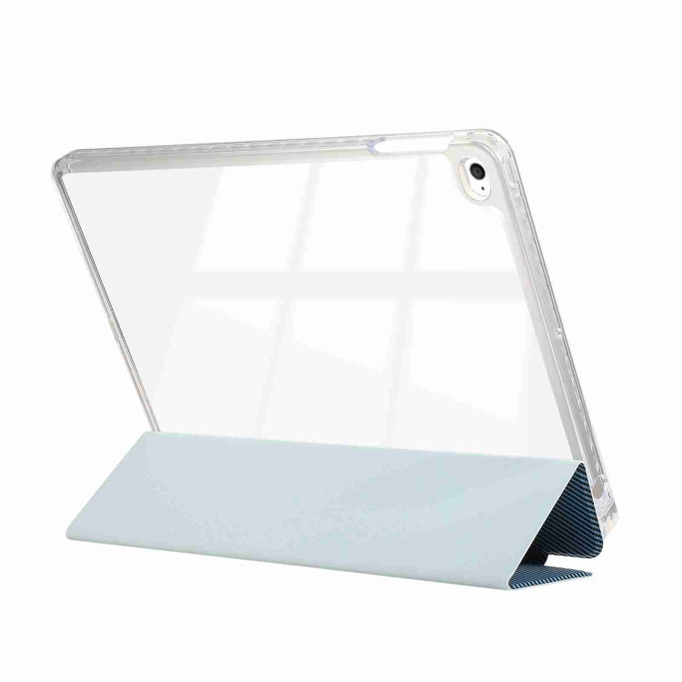 For iPad Air / Air 2 / 9.7 2017 / 2018 Carbon Fiber Clear Acrylic 3-Fold Leather Tablet Case