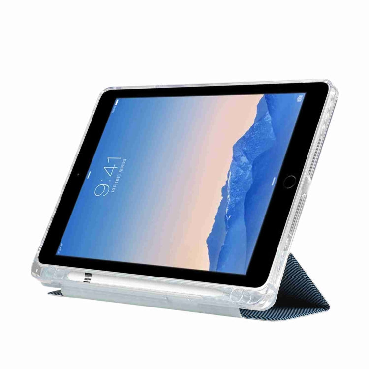 For iPad Air / Air 2 / 9.7 2017 / 2018 Carbon Fiber Clear Acrylic 3-Fold Leather Tablet Case