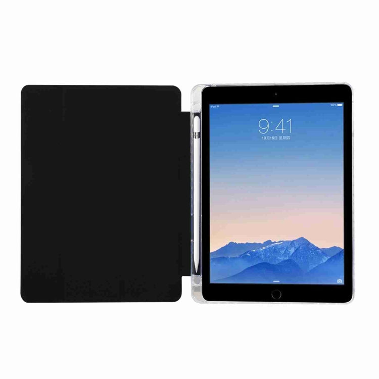 For iPad Air / Air 2 / 9.7 2017 / 2018 Carbon Fiber Clear Acrylic 3-Fold Leather Tablet Case