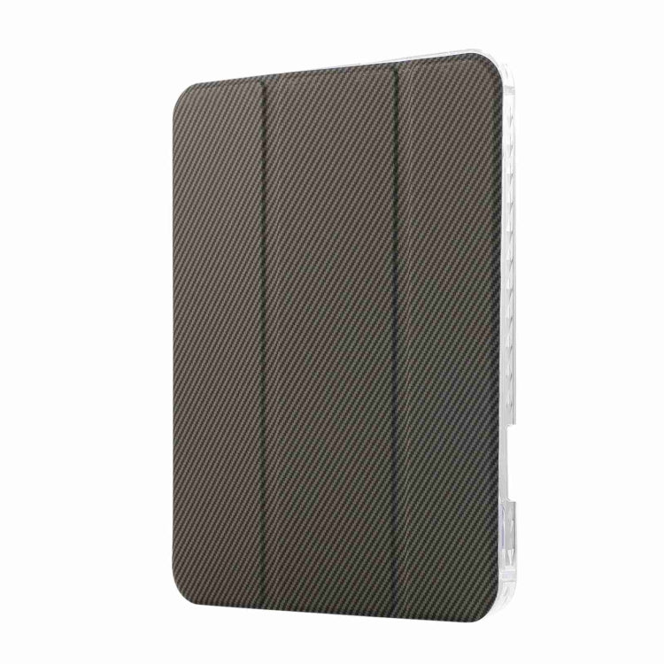 For iPad 2025 / 2022 Carbon Fiber Clear Acrylic 3-Fold Leather Tablet Case