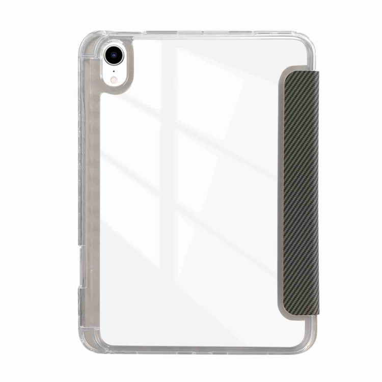 For iPad 2025 / 2022 Carbon Fiber Clear Acrylic 3-Fold Leather Tablet Case