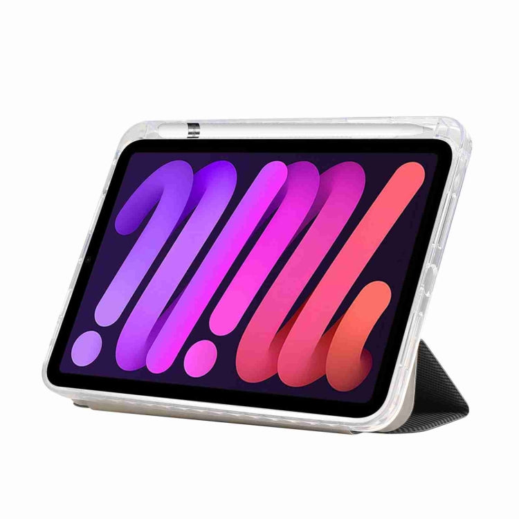 For iPad 2025 / 2022 Carbon Fiber Clear Acrylic 3-Fold Leather Tablet Case
