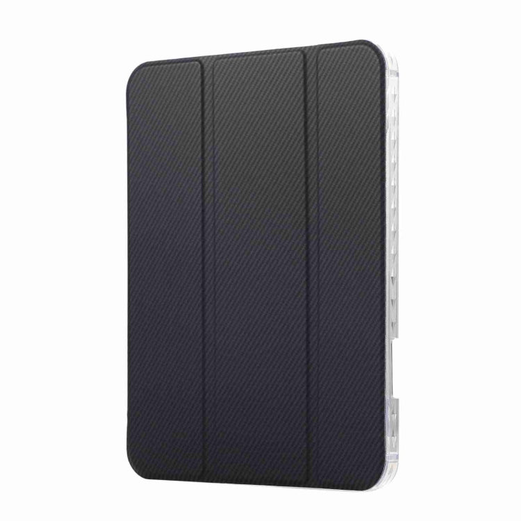 For iPad 2025 / 2022 Carbon Fiber Clear Acrylic 3-Fold Leather Tablet Case