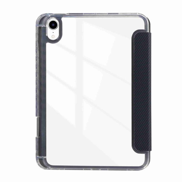 For iPad 2025 / 2022 Carbon Fiber Clear Acrylic 3-Fold Leather Tablet Case