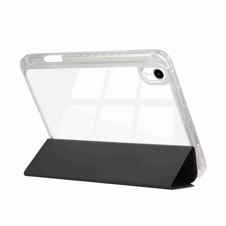 For iPad 2025 / 2022 Carbon Fiber Clear Acrylic 3-Fold Leather Tablet Case