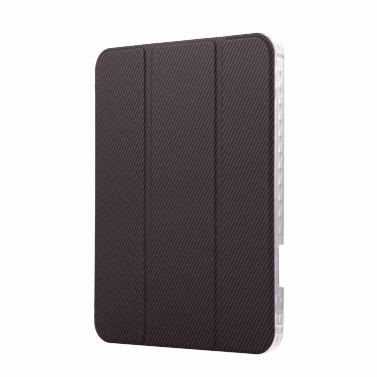 For iPad 2025 / 2022 Carbon Fiber Clear Acrylic 3-Fold Leather Tablet Case