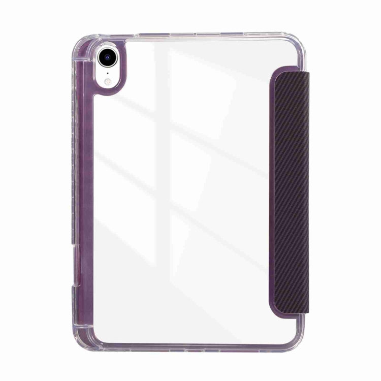 For iPad 2025 / 2022 Carbon Fiber Clear Acrylic 3-Fold Leather Tablet Case