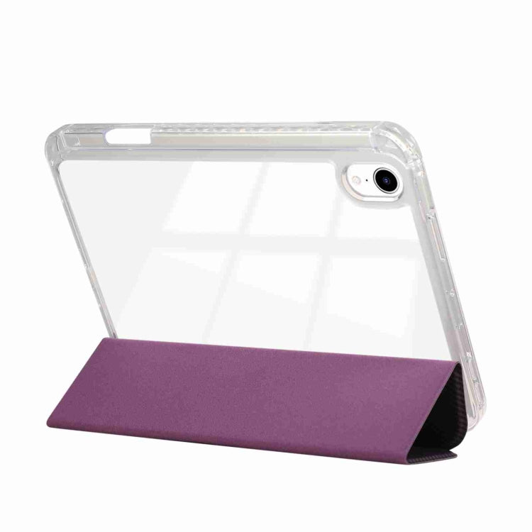 For iPad 2025 / 2022 Carbon Fiber Clear Acrylic 3-Fold Leather Tablet Case