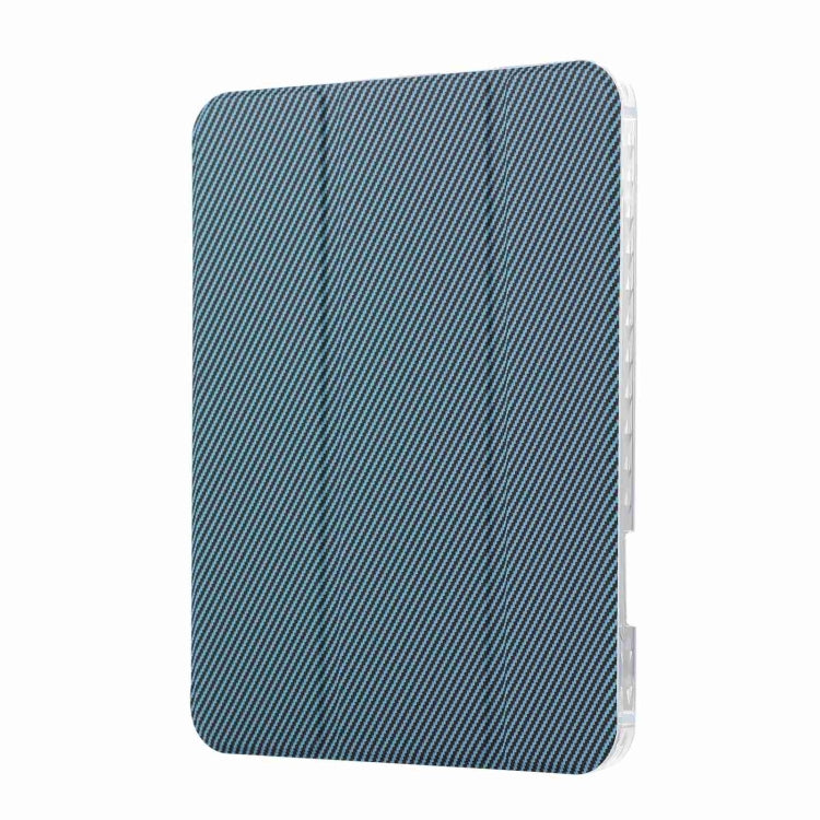 For iPad 2025 / 2022 Carbon Fiber Clear Acrylic 3-Fold Leather Tablet Case