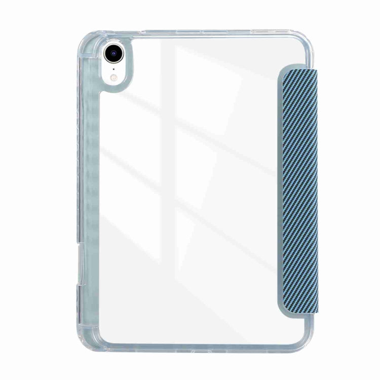 For iPad 2025 / 2022 Carbon Fiber Clear Acrylic 3-Fold Leather Tablet Case
