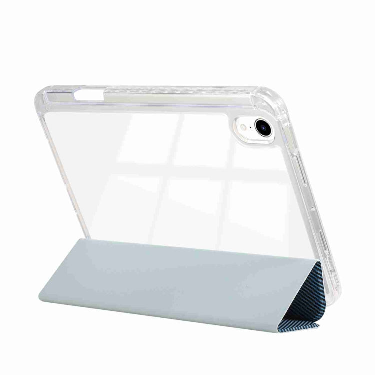 For iPad 2025 / 2022 Carbon Fiber Clear Acrylic 3-Fold Leather Tablet Case