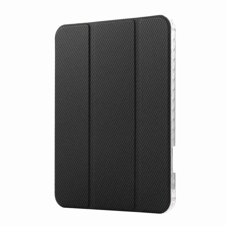 For iPad 2025 / 2022 Carbon Fiber Clear Acrylic 3-Fold Leather Tablet Case