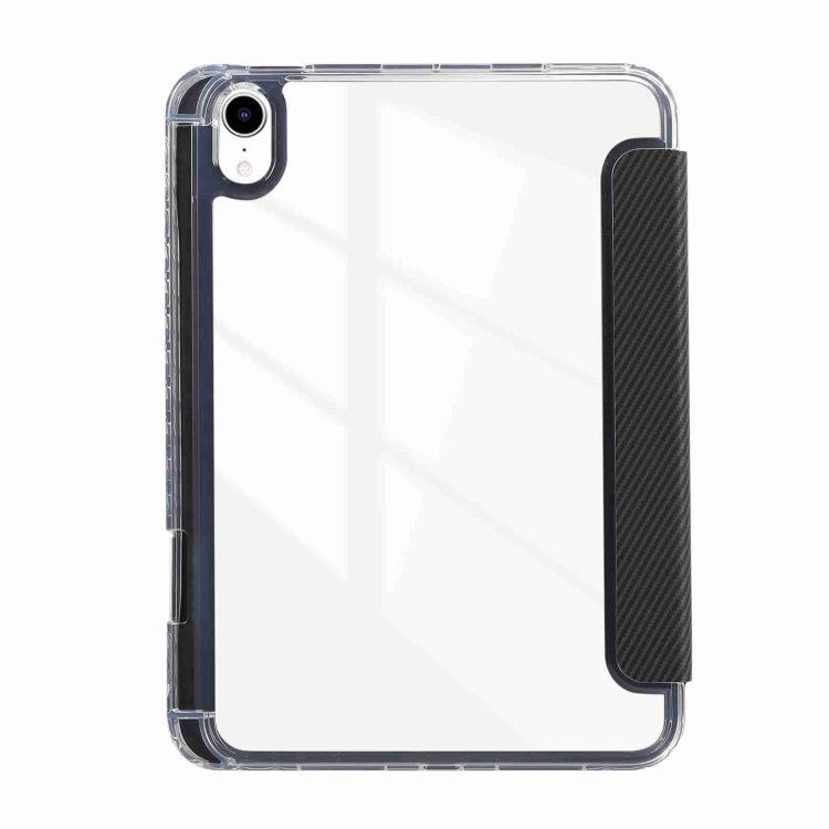 For iPad 2025 / 2022 Carbon Fiber Clear Acrylic 3-Fold Leather Tablet Case