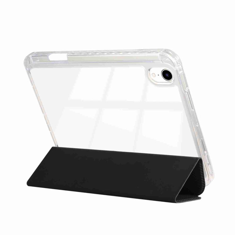 For iPad 2025 / 2022 Carbon Fiber Clear Acrylic 3-Fold Leather Tablet Case