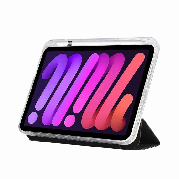For iPad 2025 / 2022 Carbon Fiber Clear Acrylic 3-Fold Leather Tablet Case