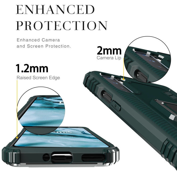 For OnePlus Nord Carbon Fiber Protective Case with 360 Degree Rotating Ring Holder